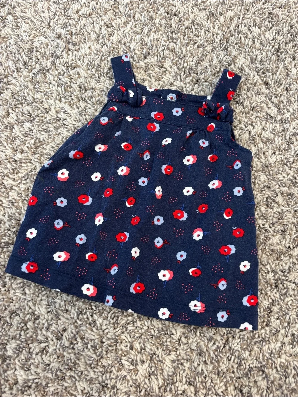Carter's Navy Floral Tank Top Dress with Red & White Flowers